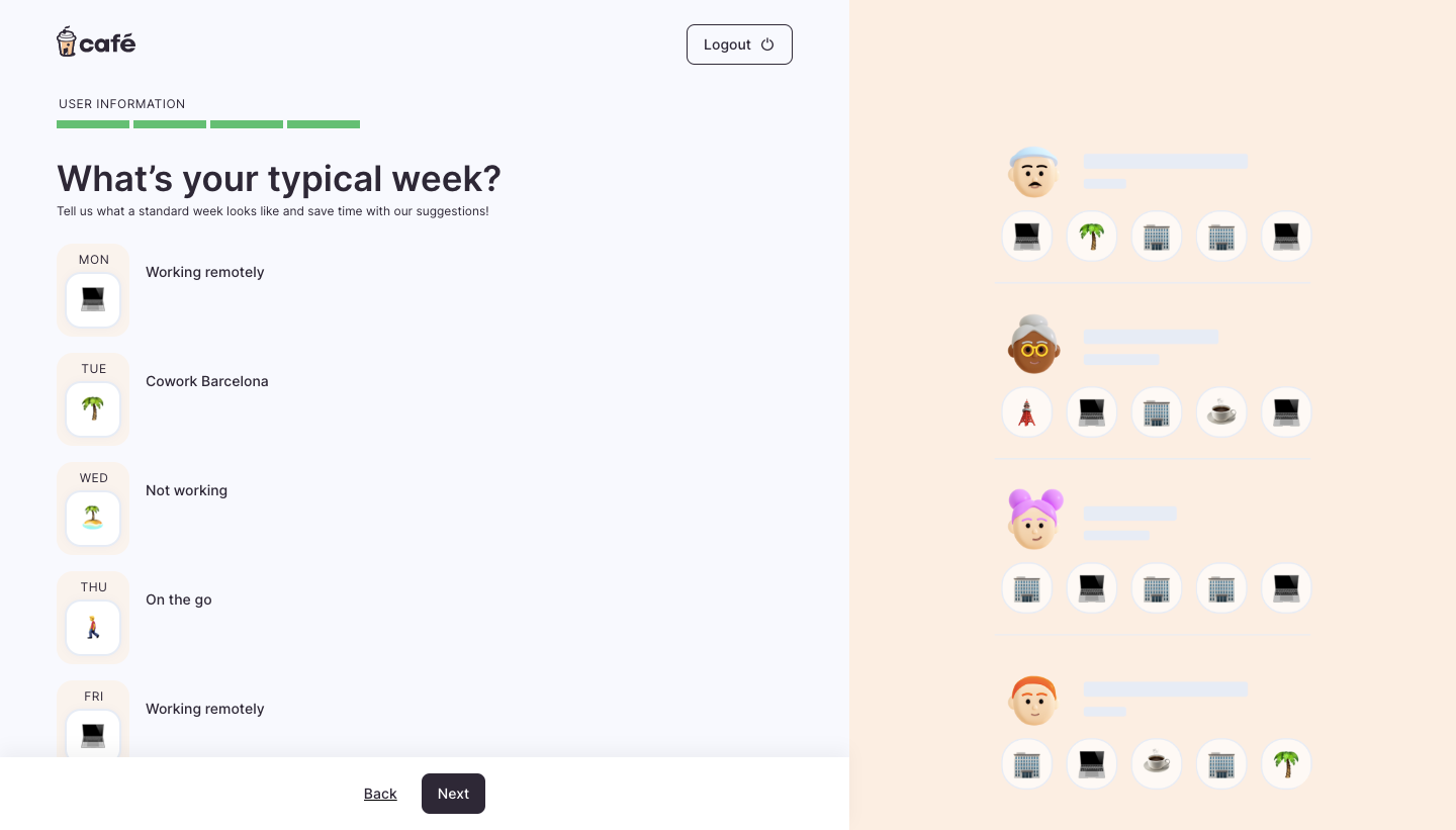 Café Schedule Setup