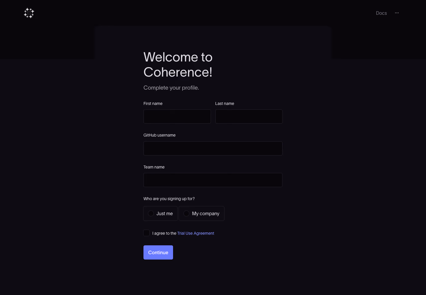 Coherence Account Setup