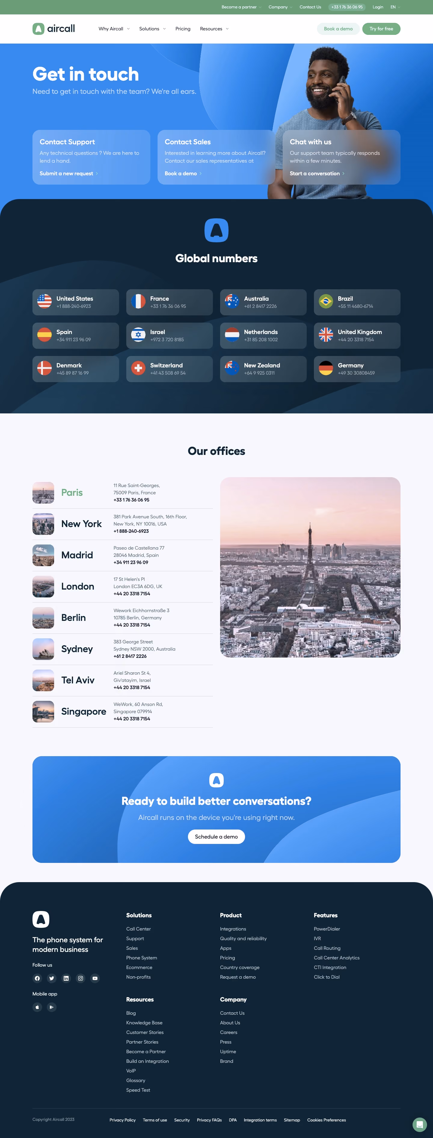Aircall Contact Page