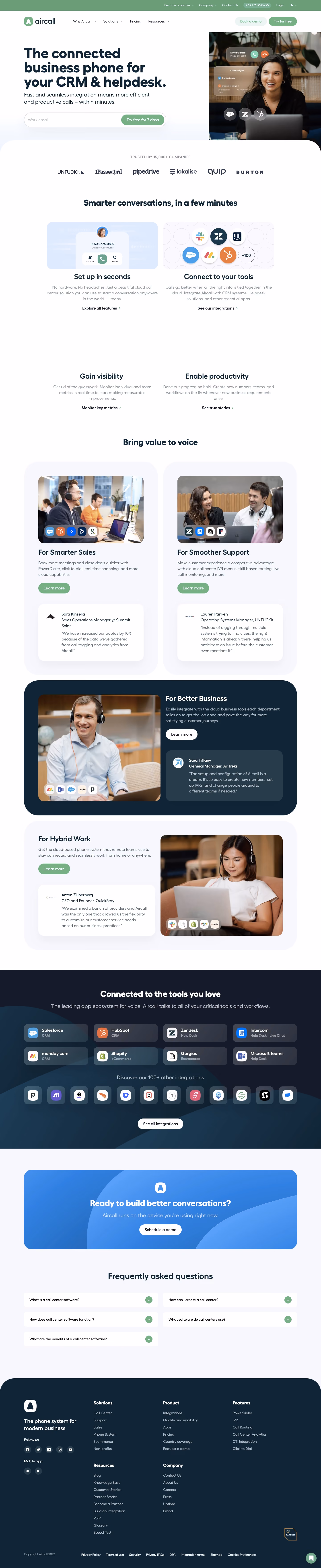Aircall Landing Page