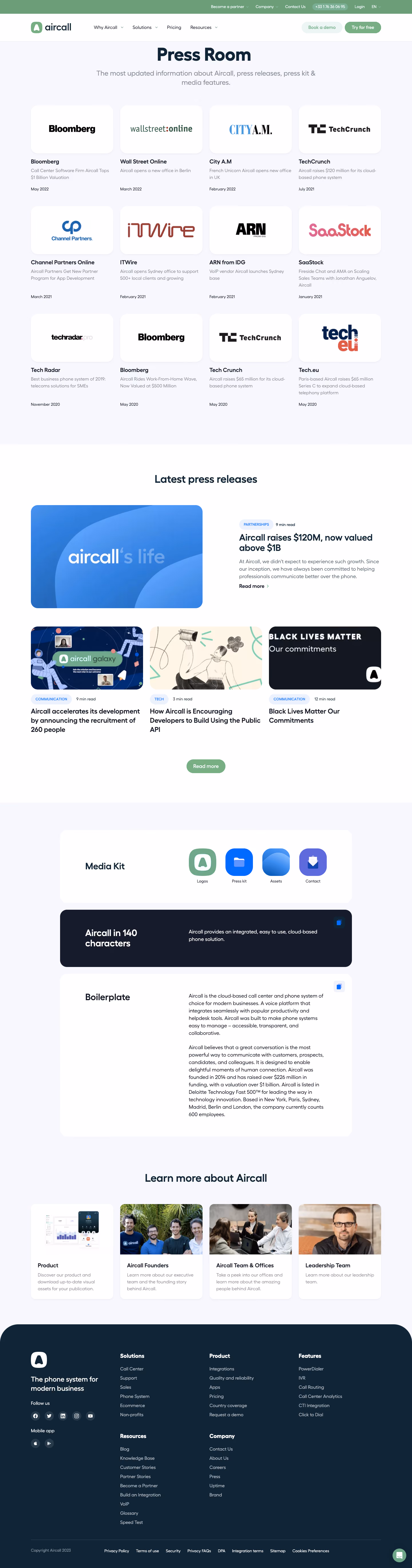 Aircall Press Page