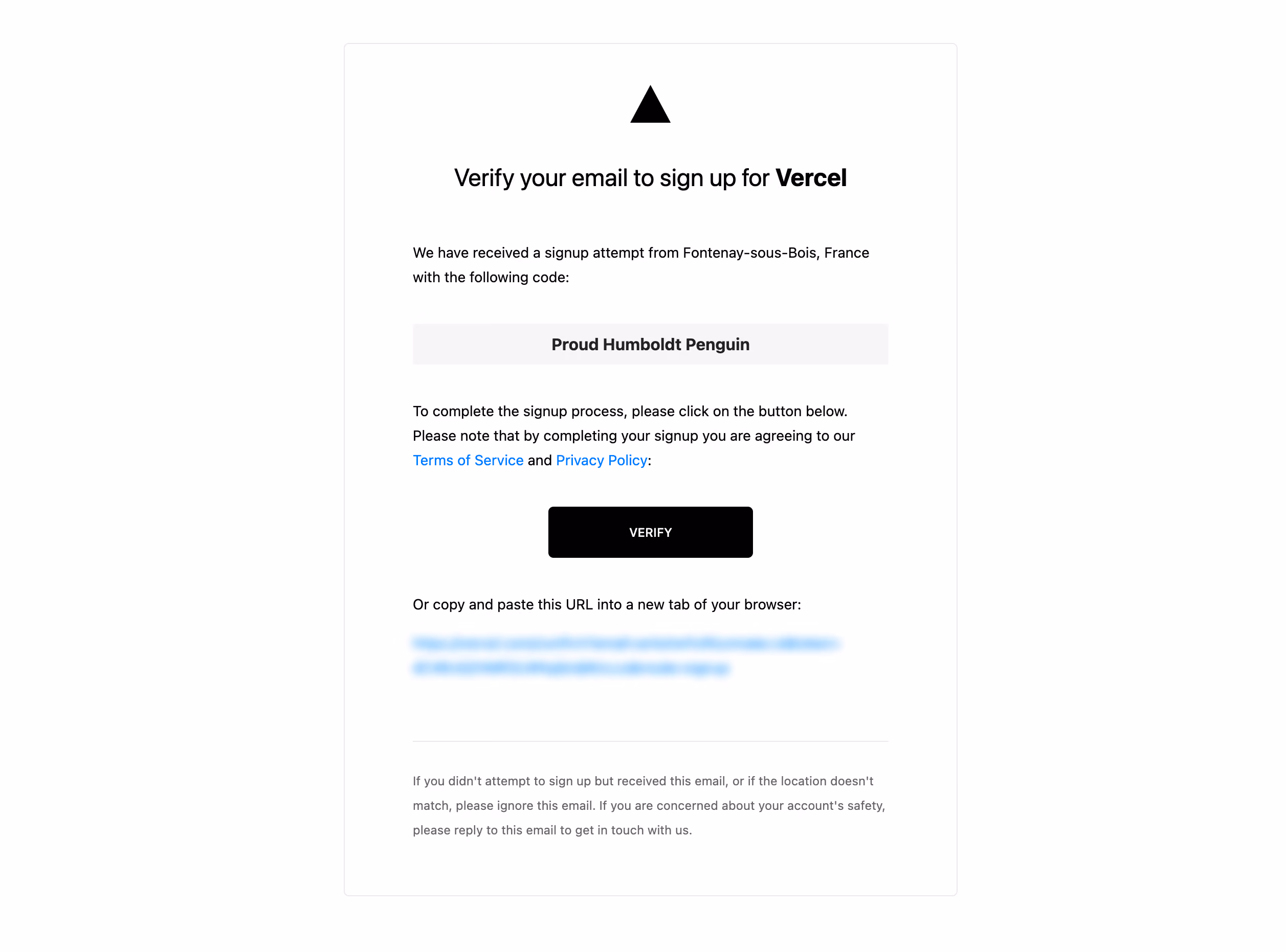 Vercel Verification Email