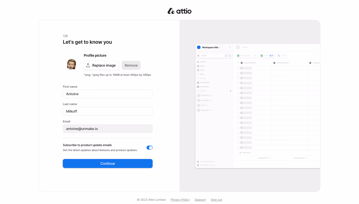 Attio Profile Setup