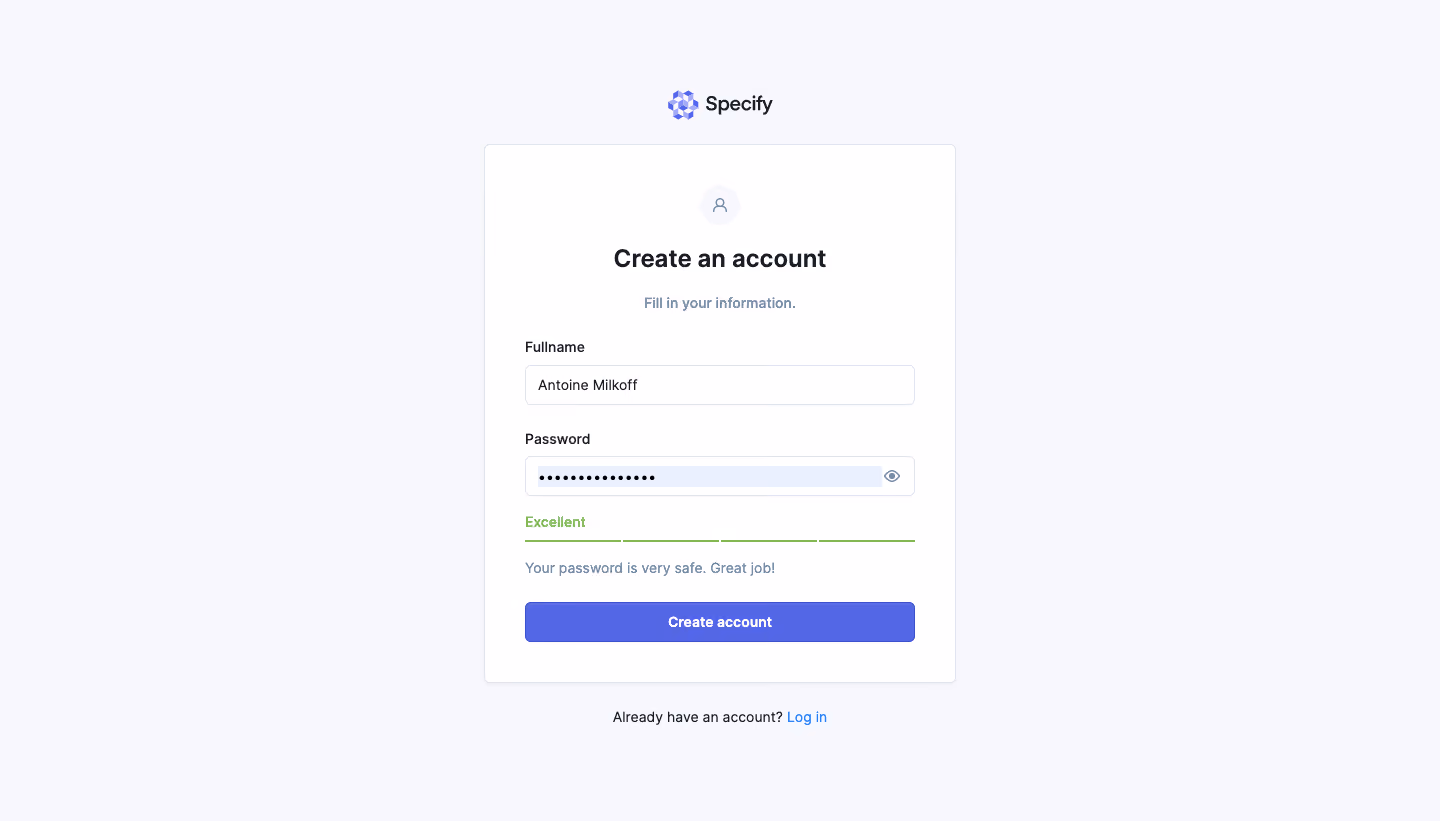 Specify Password Validation