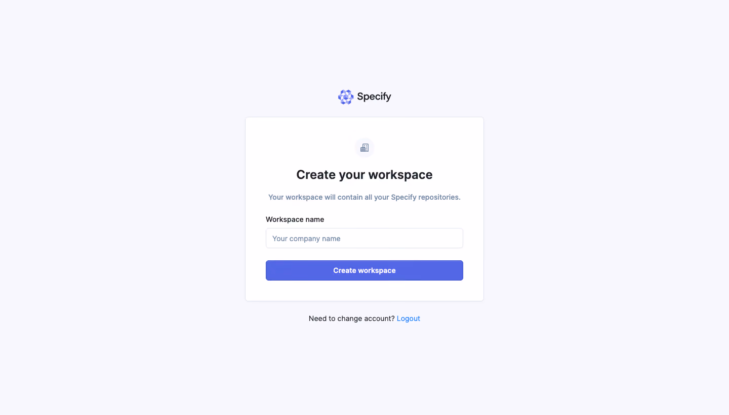 Specify Create a Workspace
