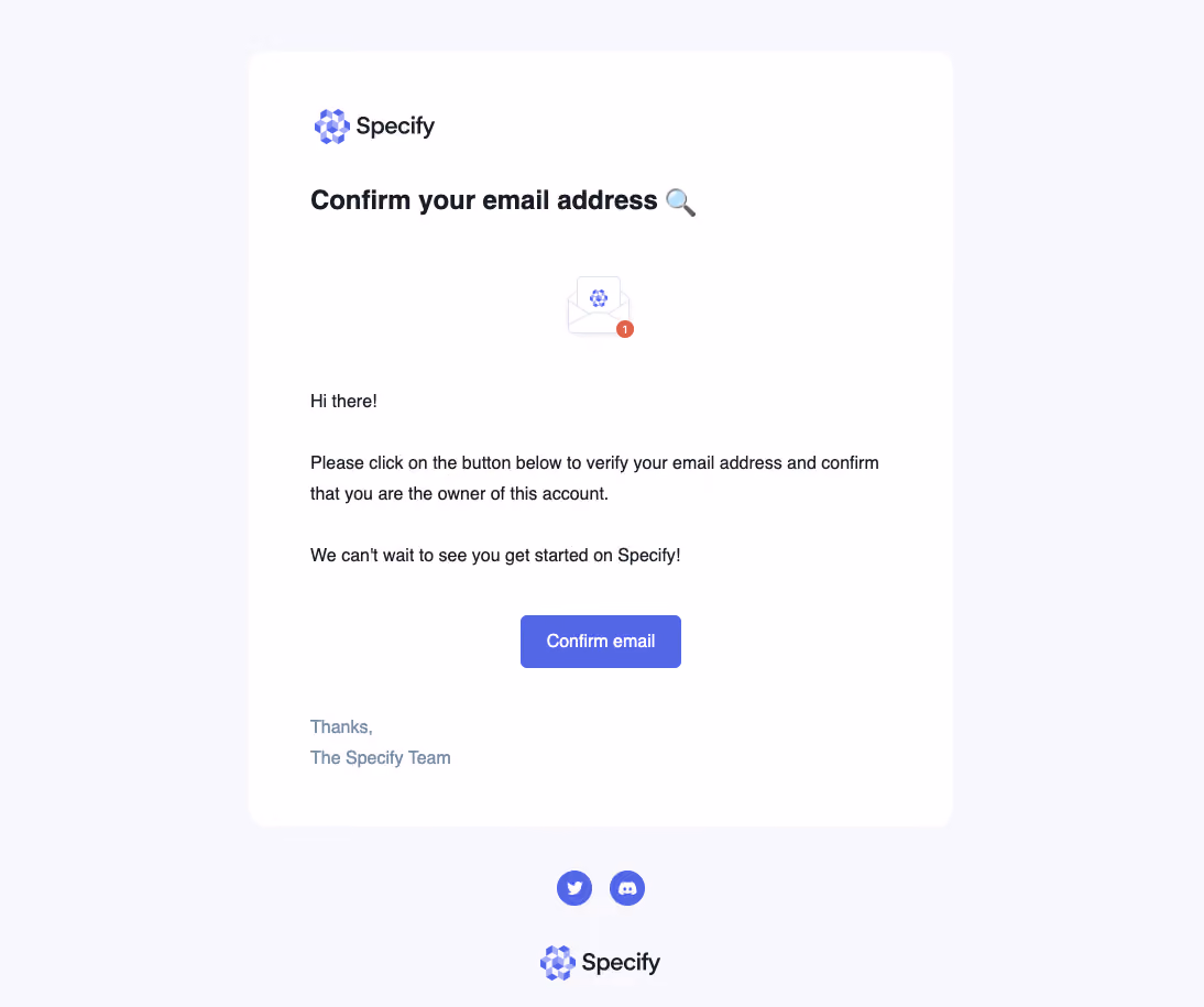 Specify Verification Email