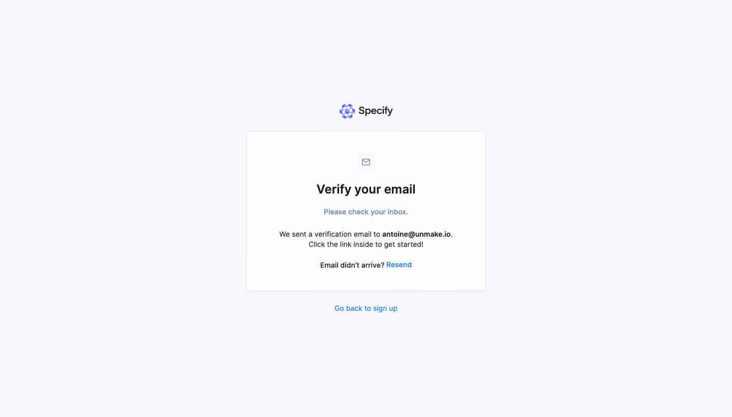 Specify Verification