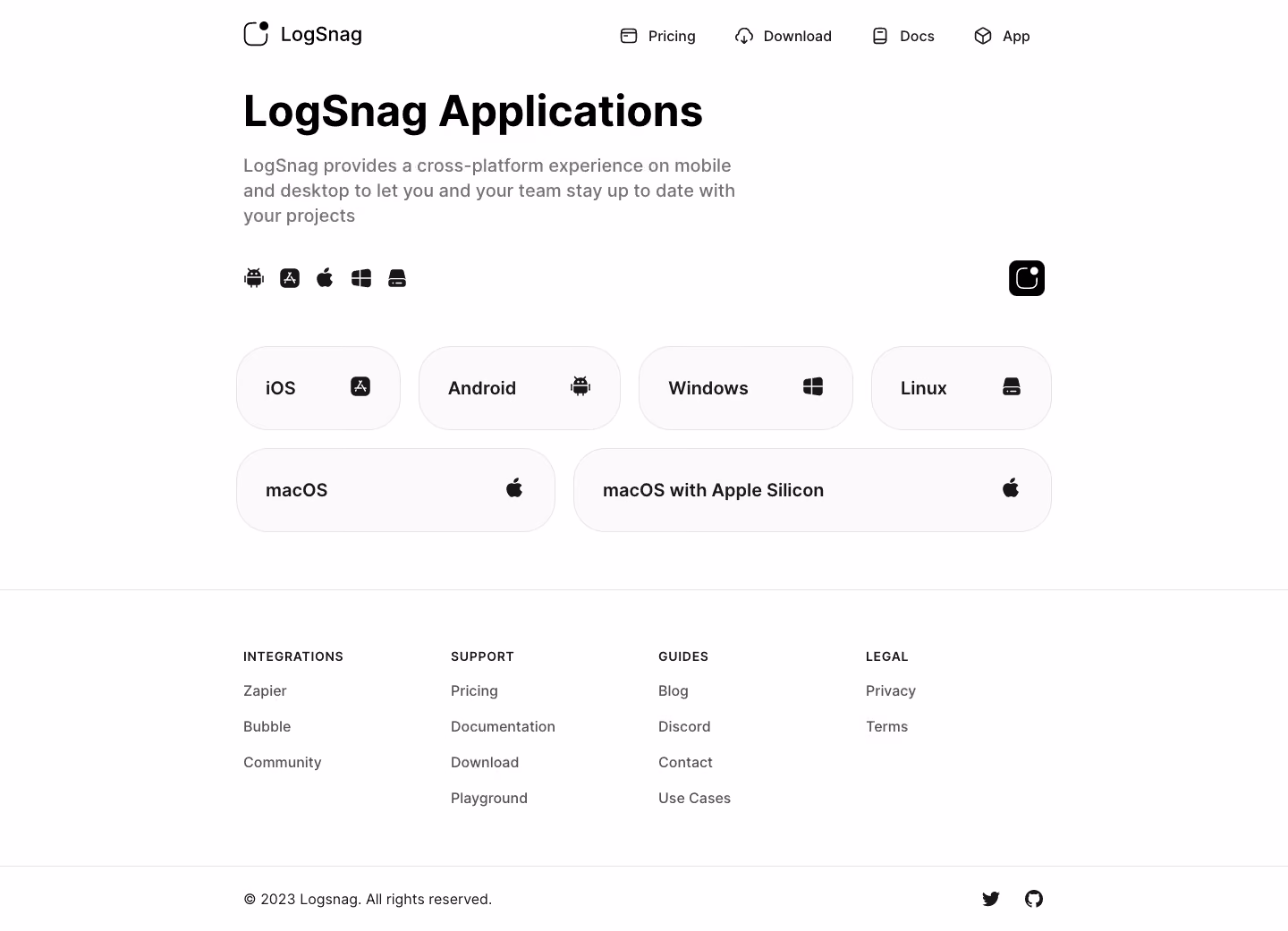 Logsnag Download Page