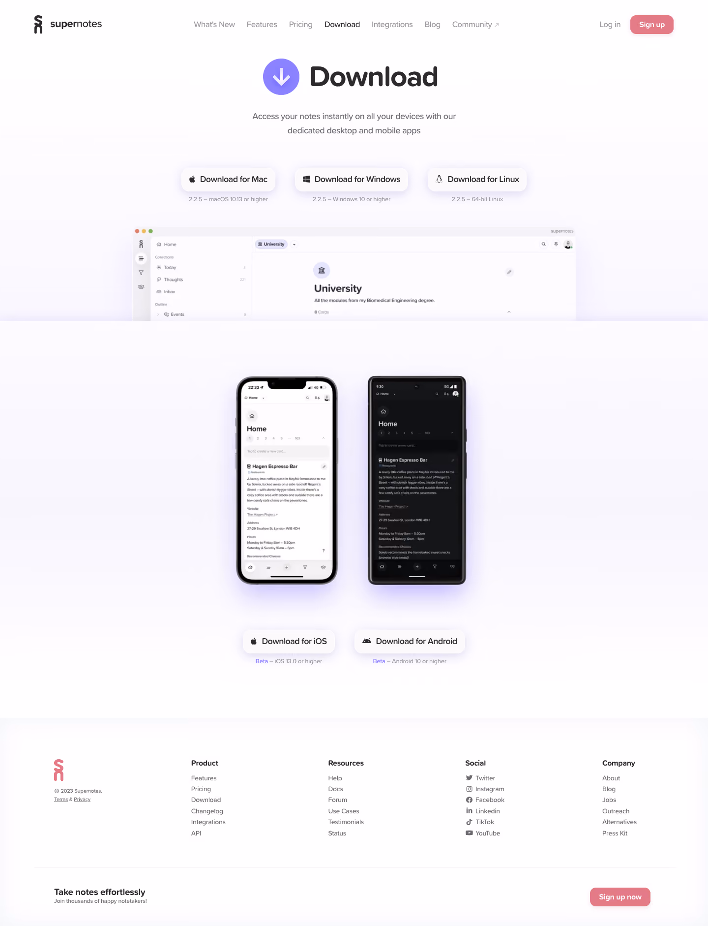 Supernotes Download Page