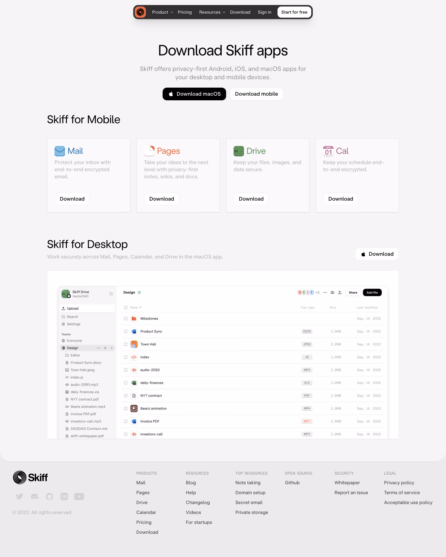 Skiff Download Page