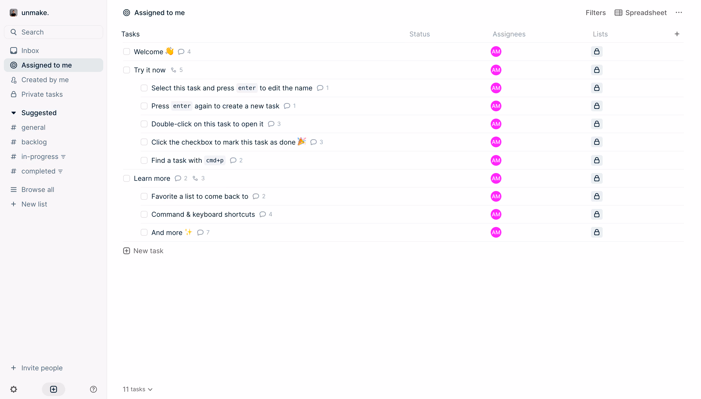 Height Tasks List