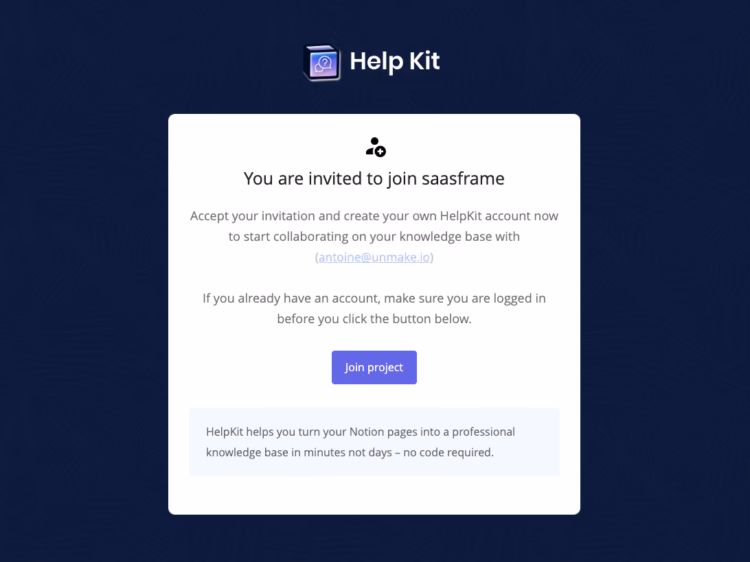 Help Kit Invitation Emails