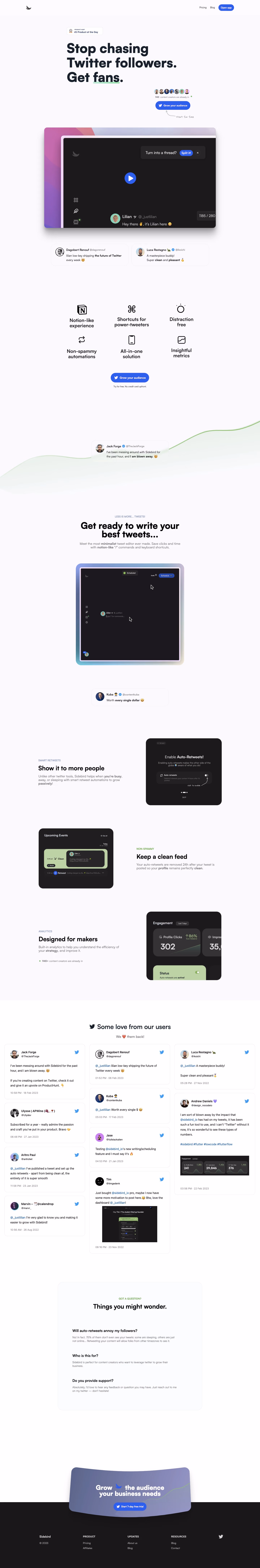 Sidebird Landing Page