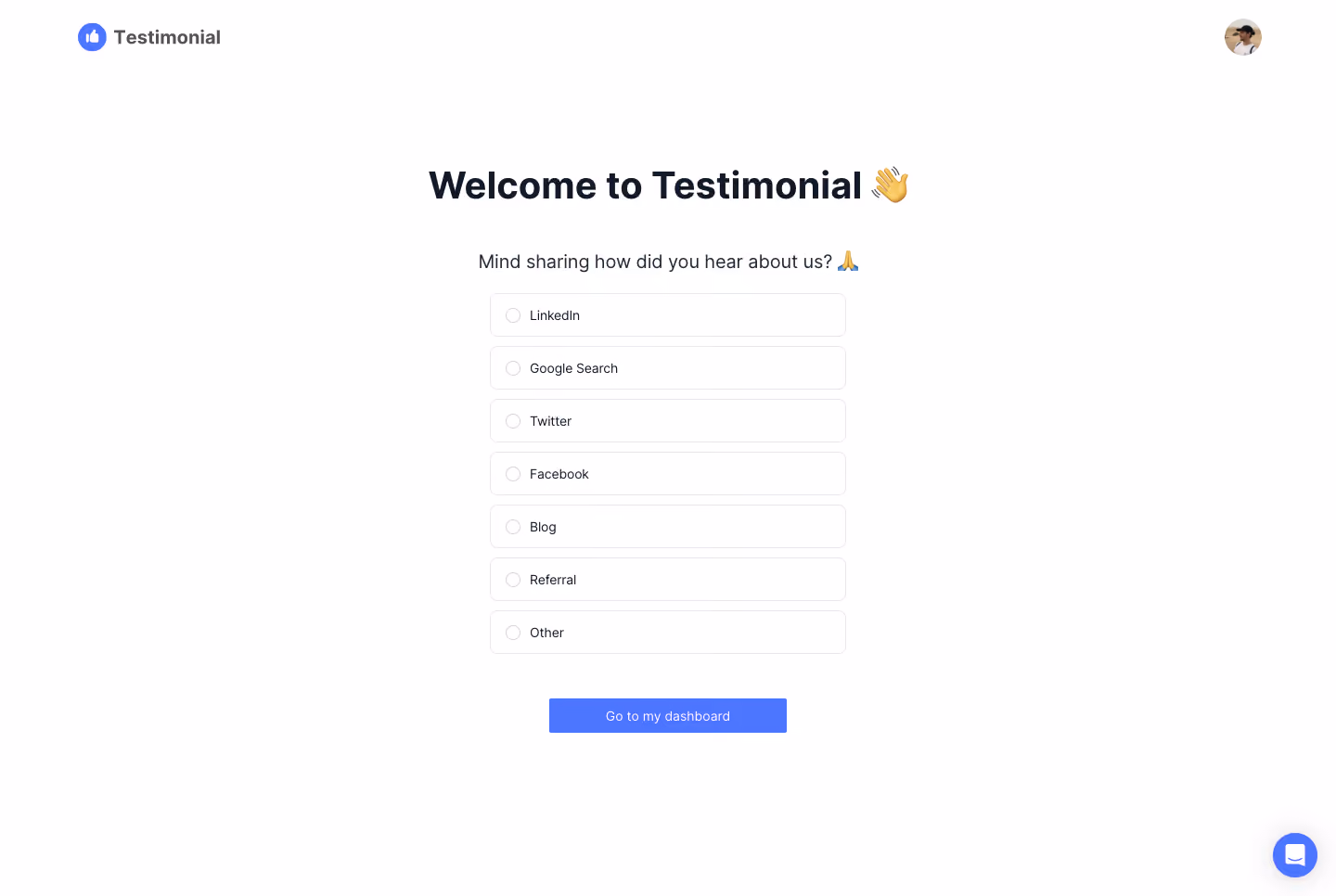 Testimonial.to User Onboarding