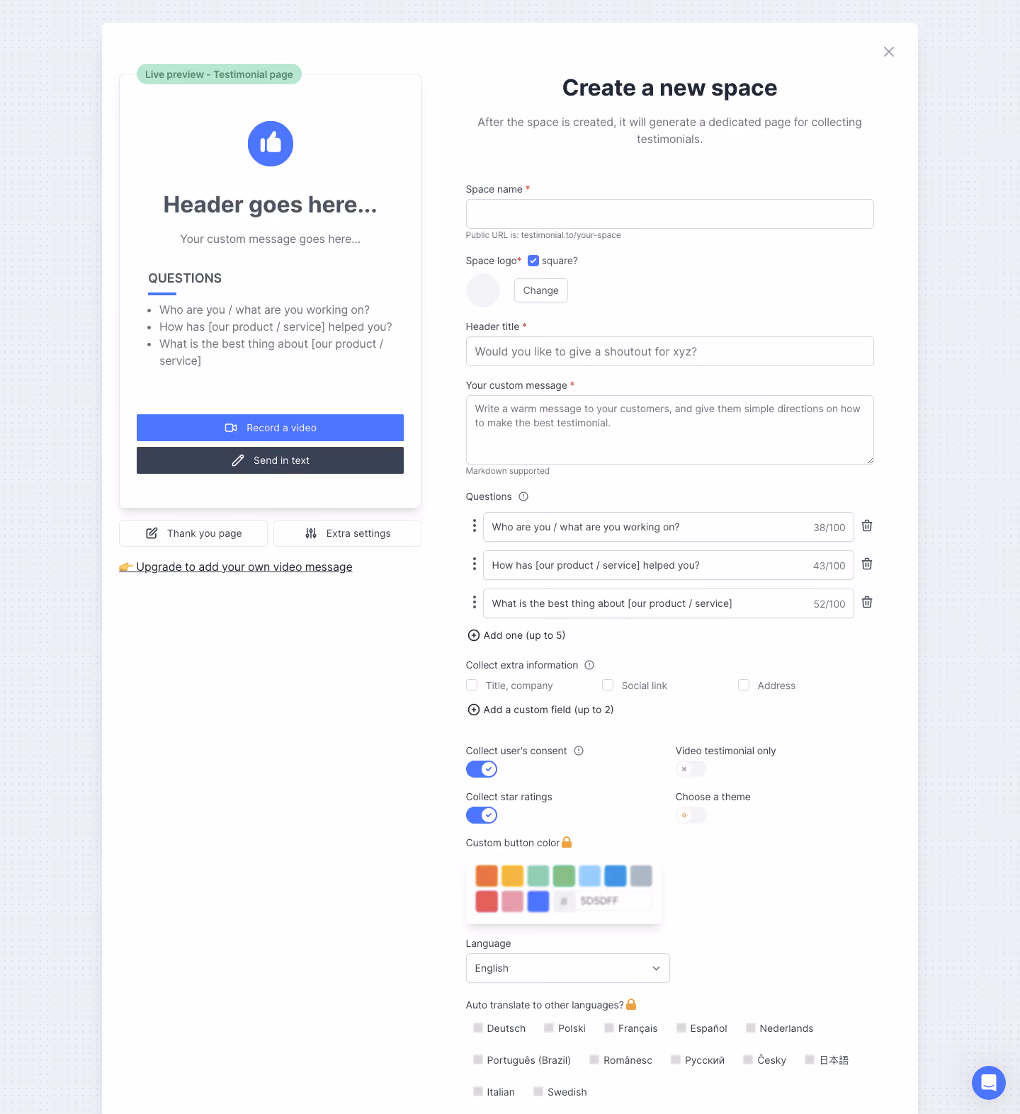 Testimonial.to Account Setup
