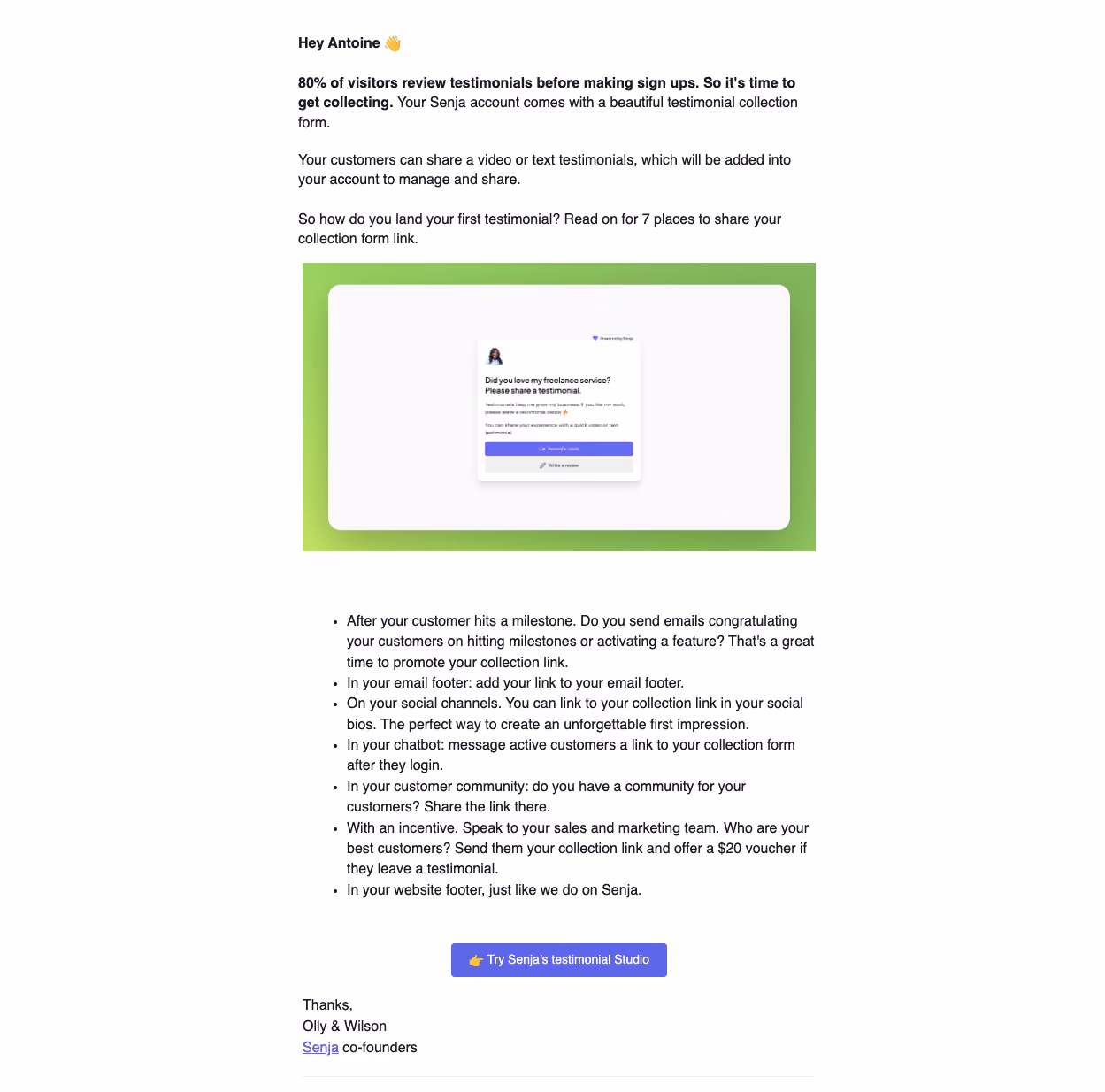 Senja Onboarding Email Flow
