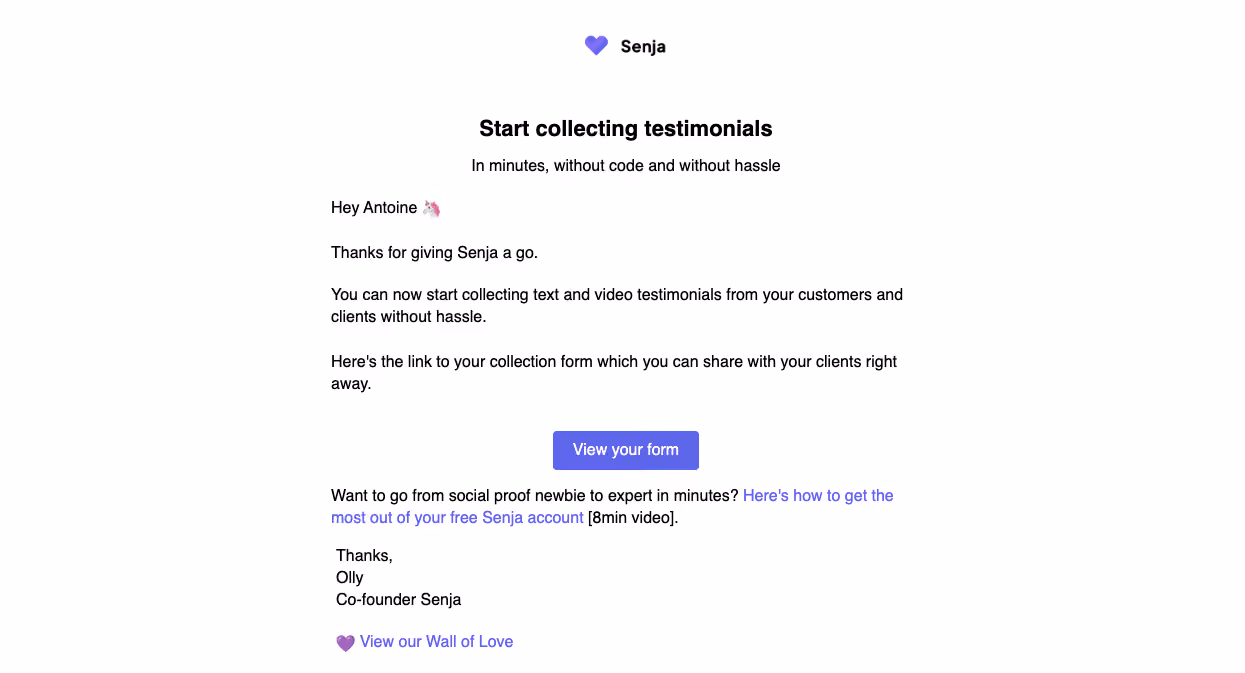 Senja Onboarding Email Flow