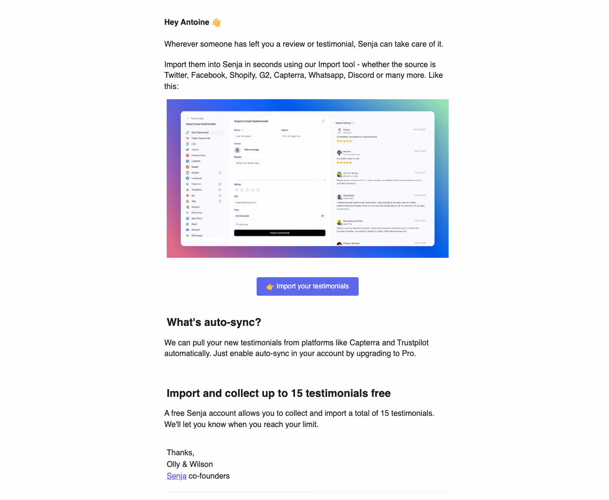 Senja Onboarding Email Flow