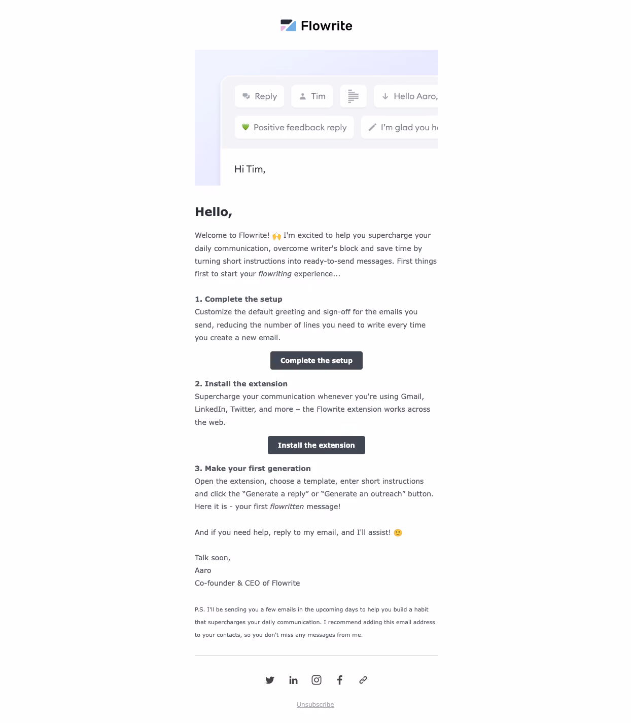 Flowrite Welcome Email