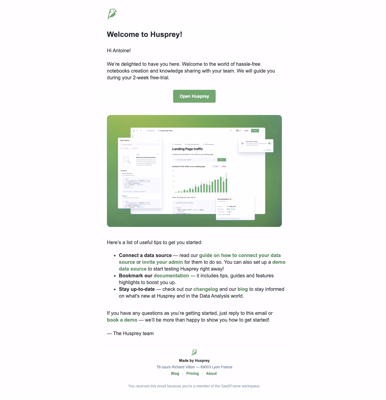 Huspray Welcome Email