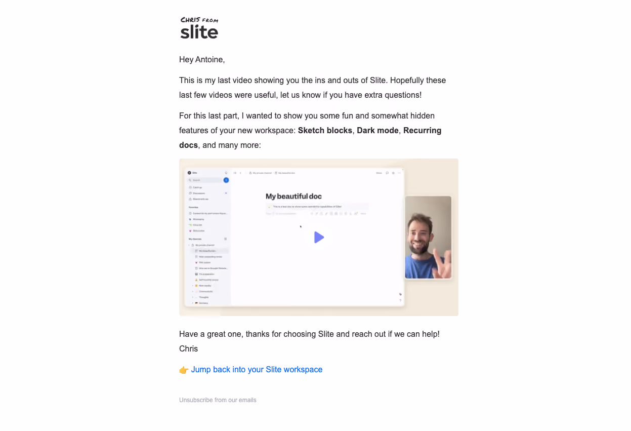 Slite Onboarding Email Flow