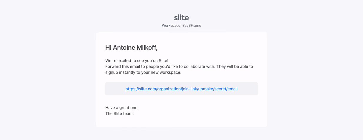 Slite Invite Your Team Emails