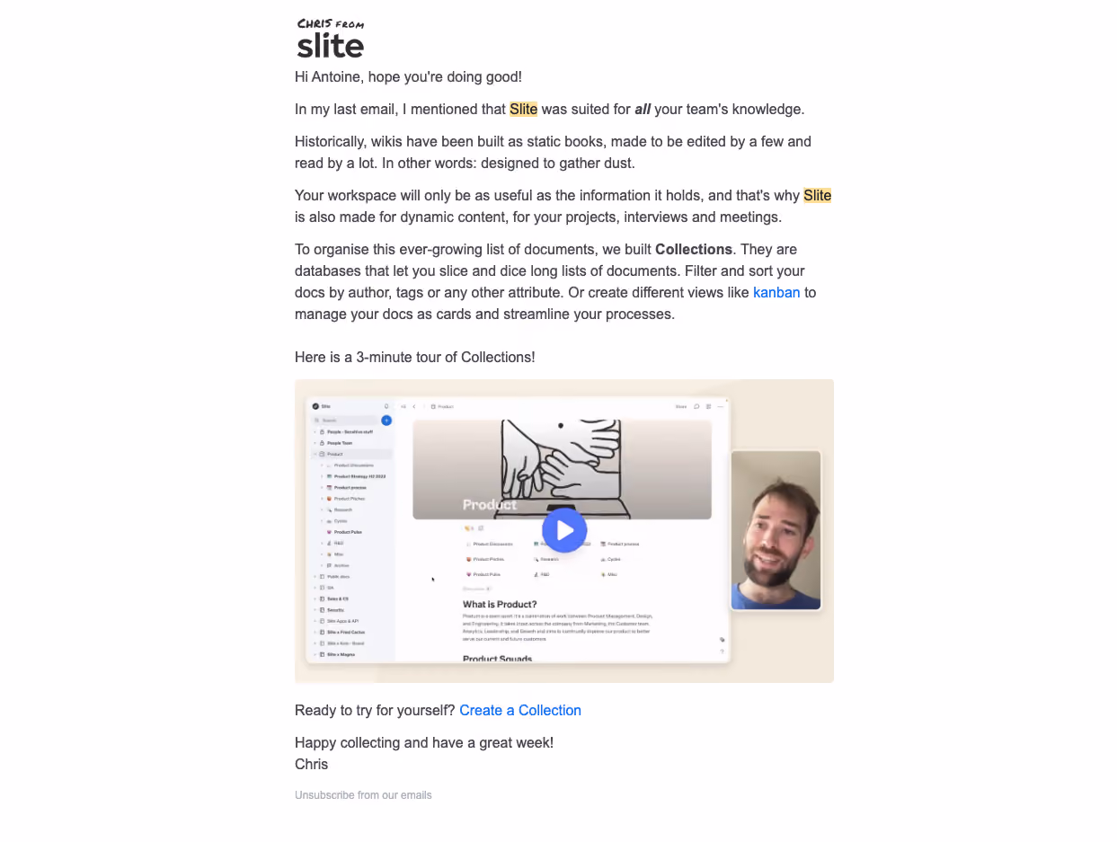 Slite Onboarding Email Flow
