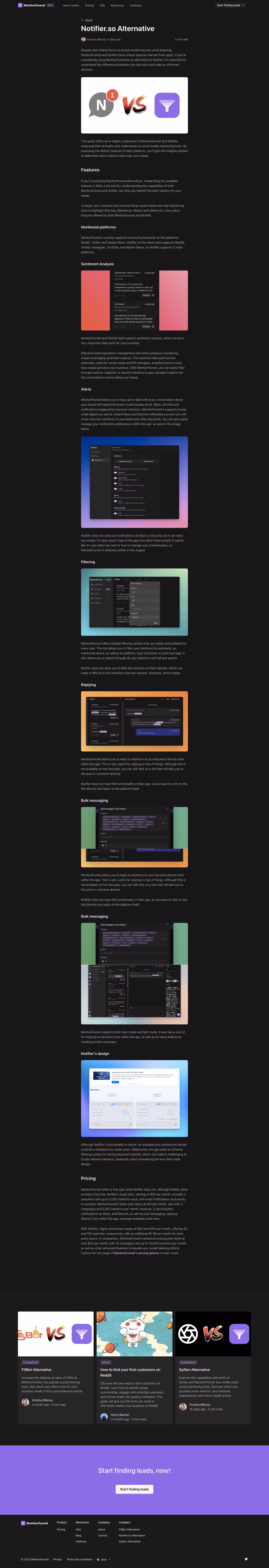 MentionFunnel Comparison Page
