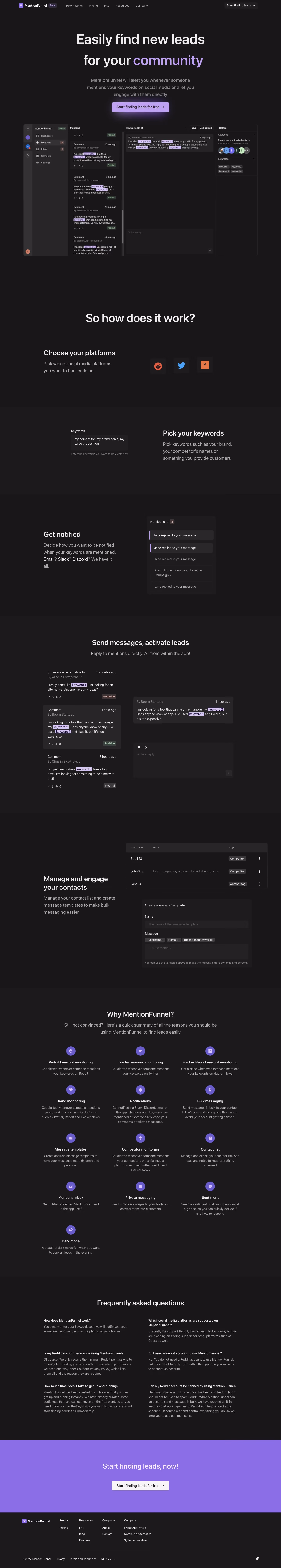 MentionFunnel Landing Page