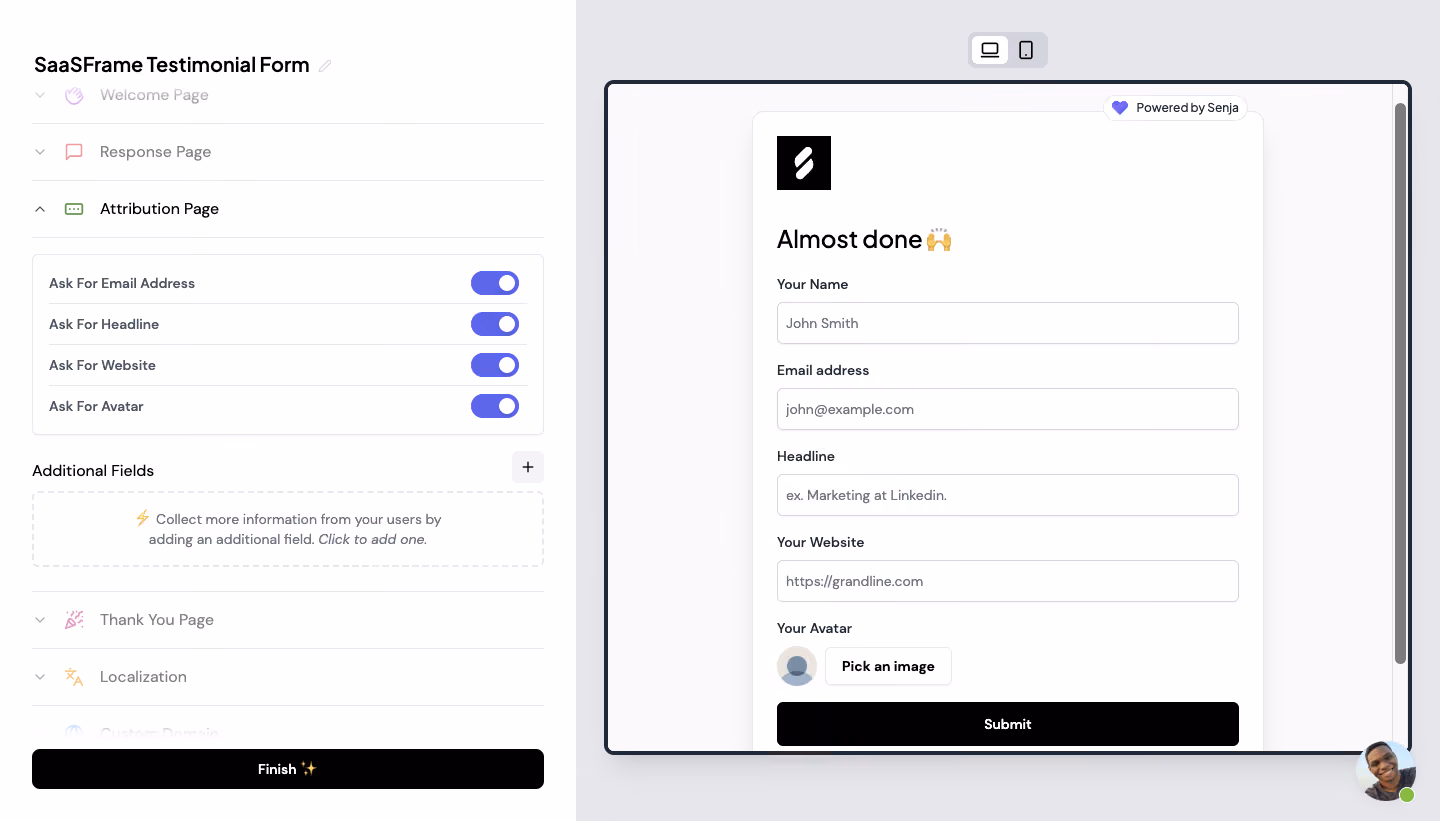 Senja User Onboarding