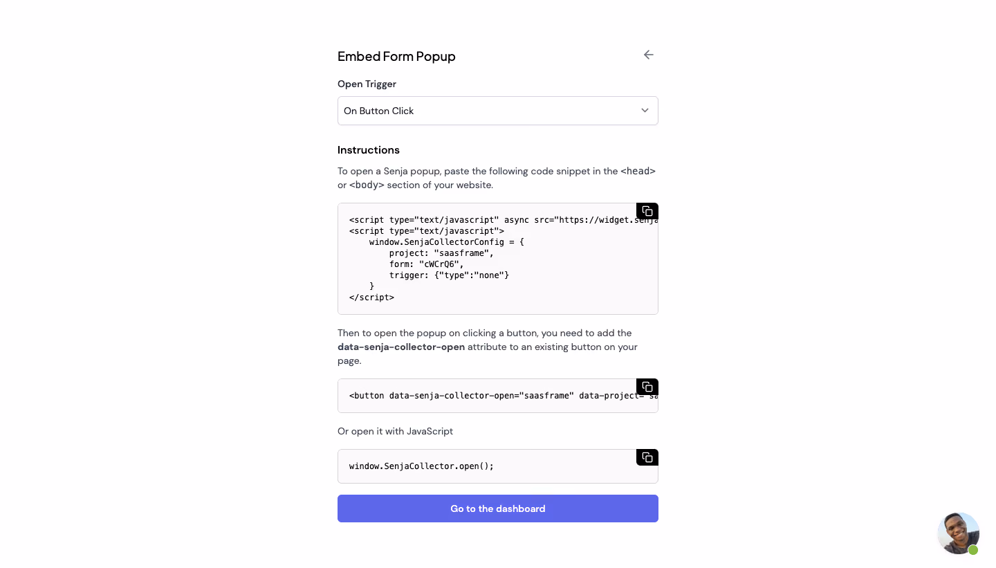 Senja User Onboarding
