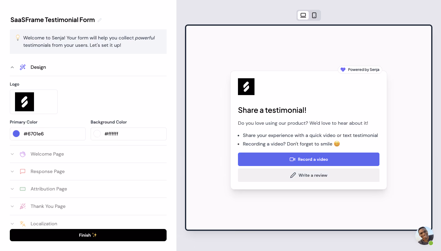 Senja User Onboarding