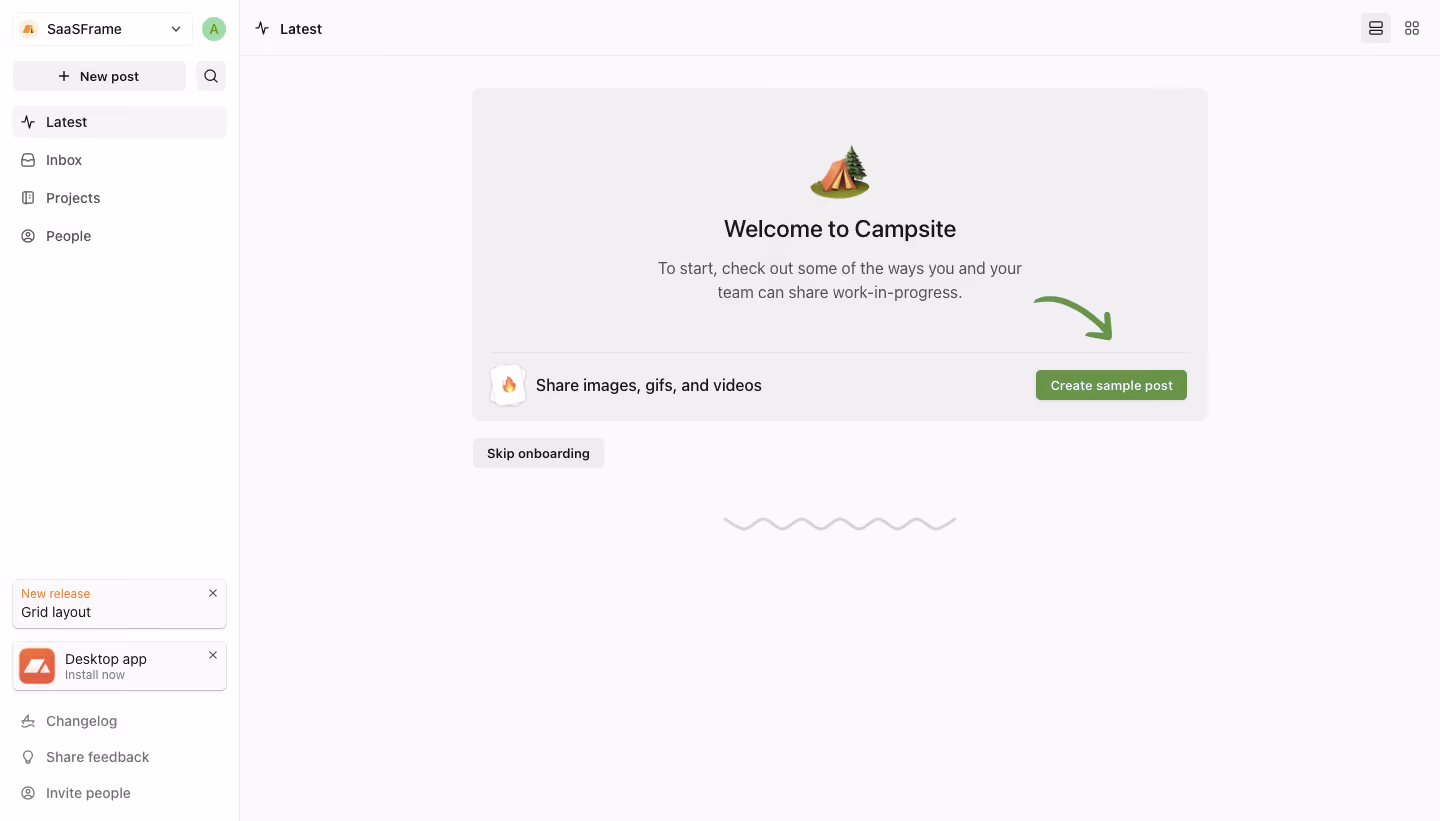 Campsite User Onboarding