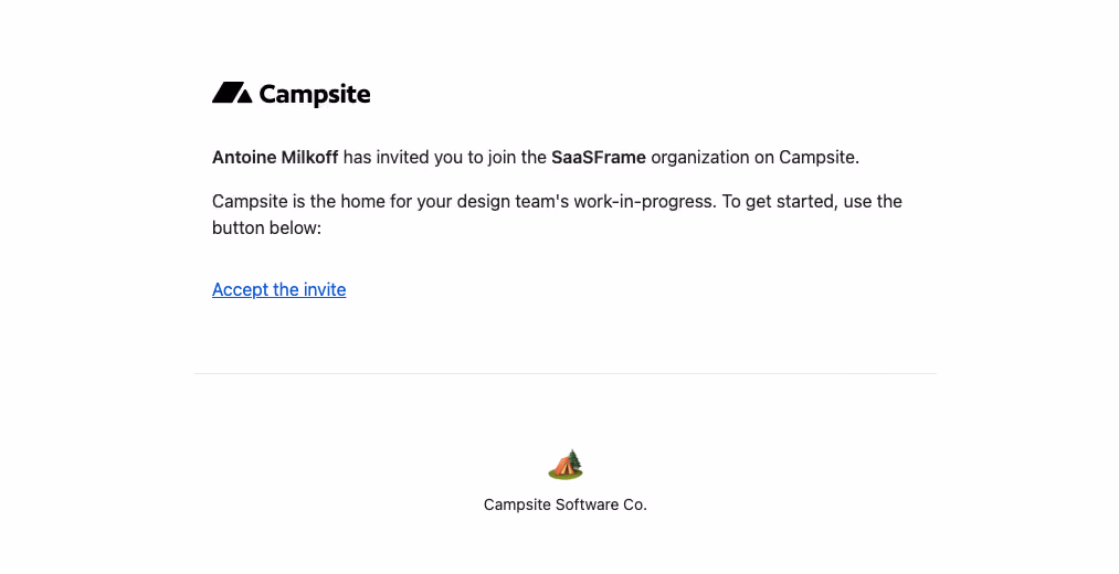 Campsite Invitation Emails