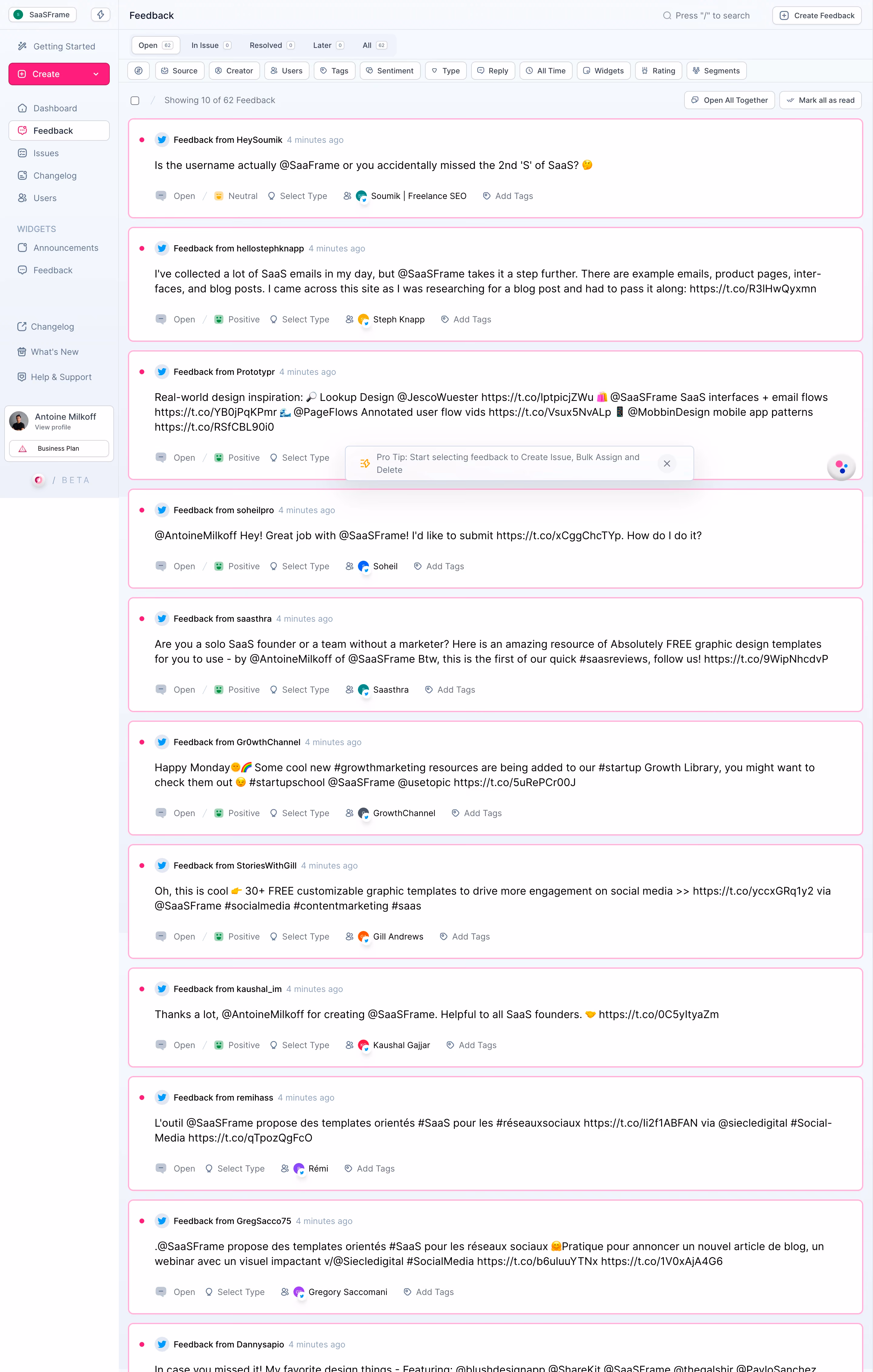 Olvy Feedback List