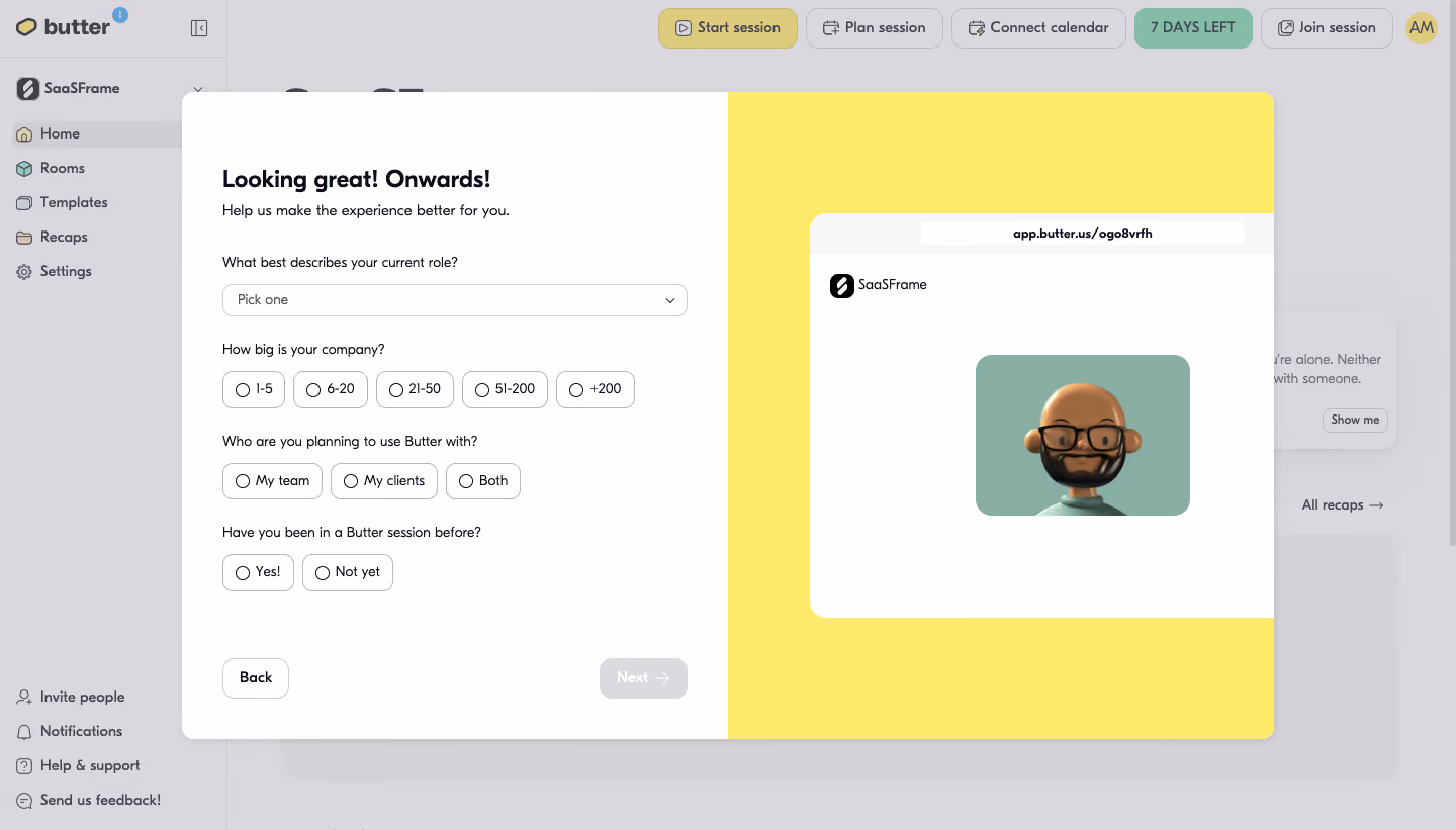 Butter User Onboarding