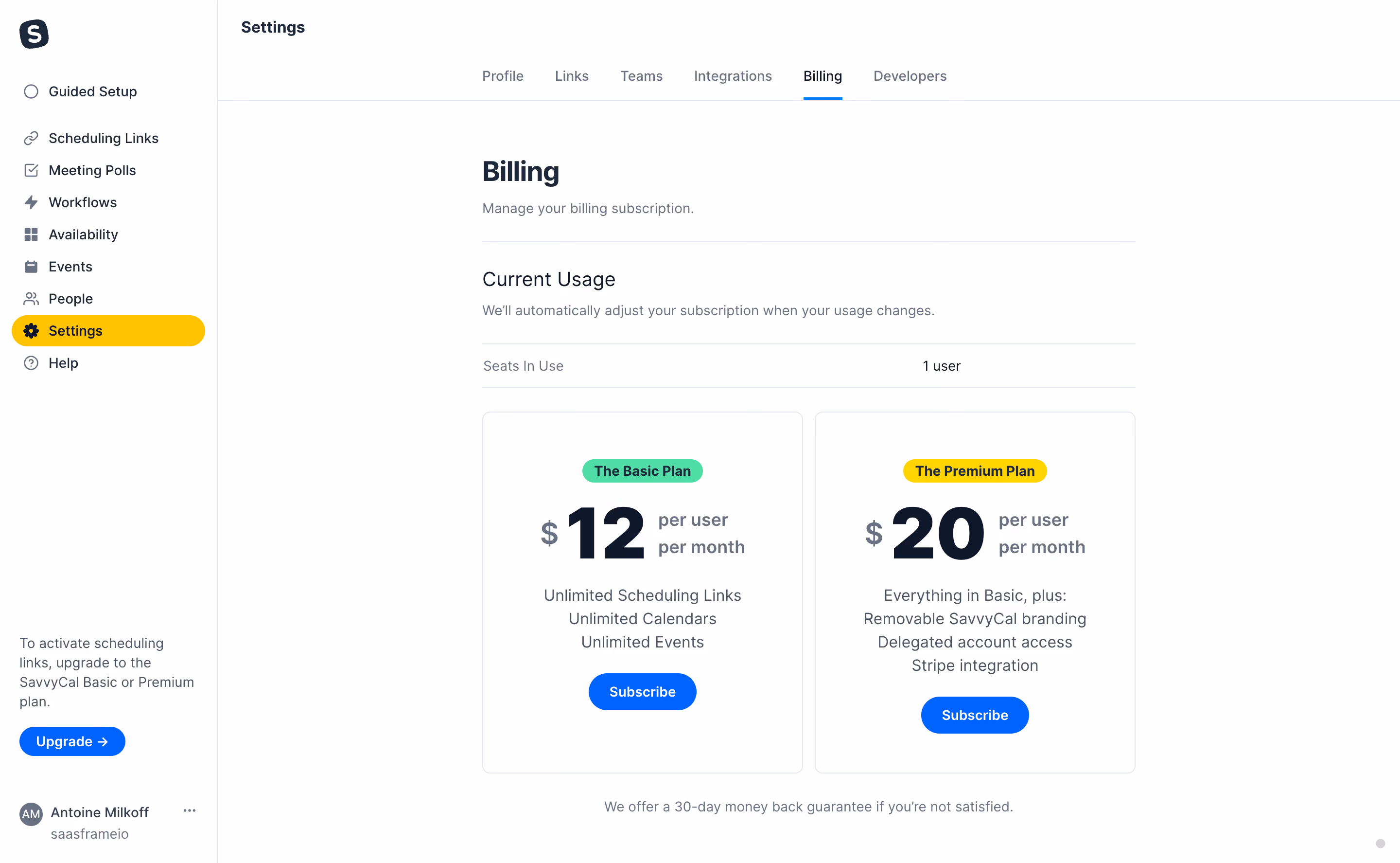 SavvyCal Billing