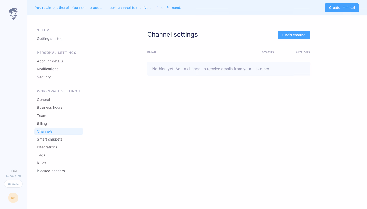 Fernand Channel settings