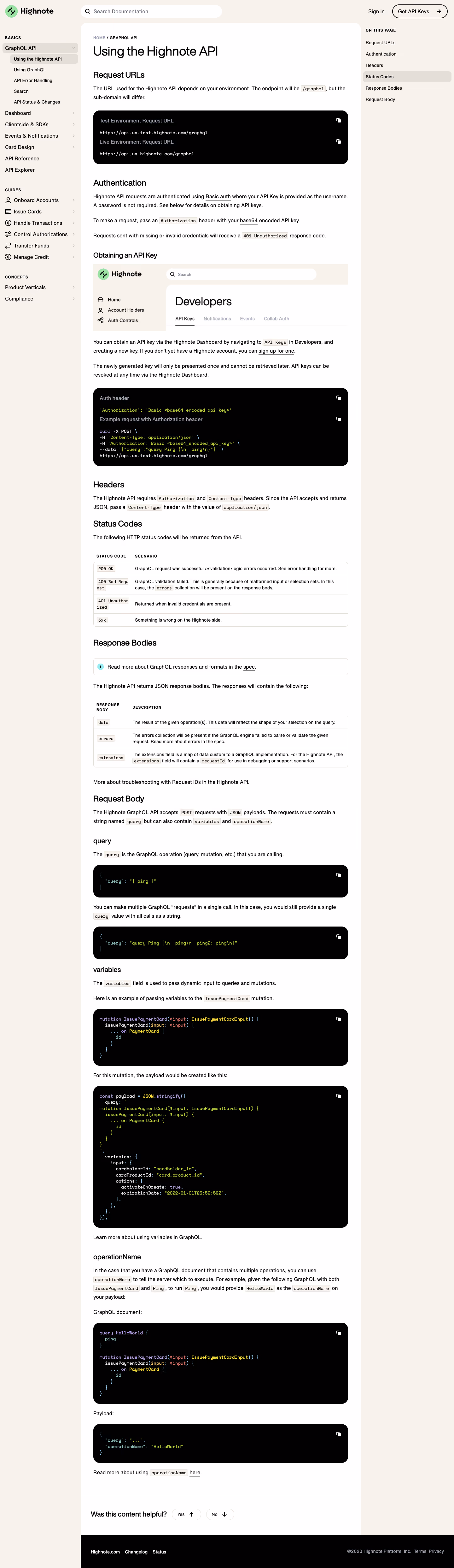 Highnote Documentation