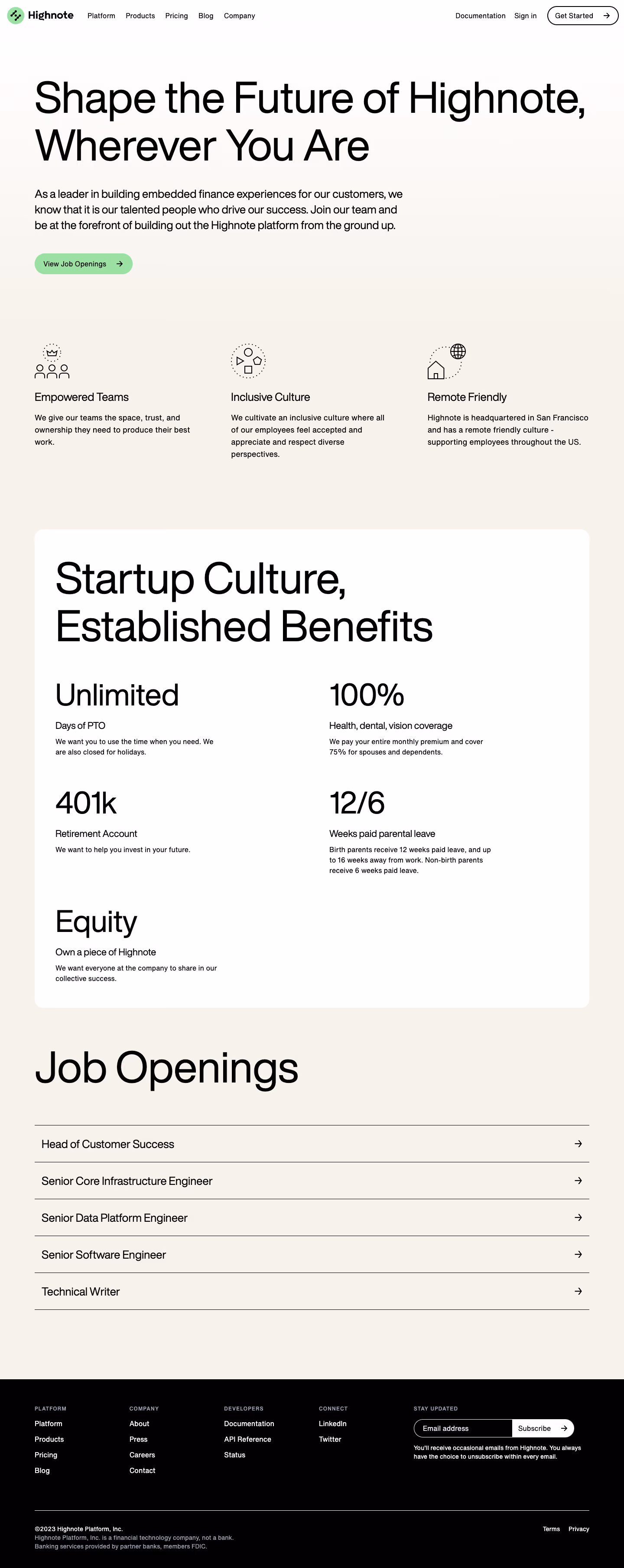 Highnote Careers Page