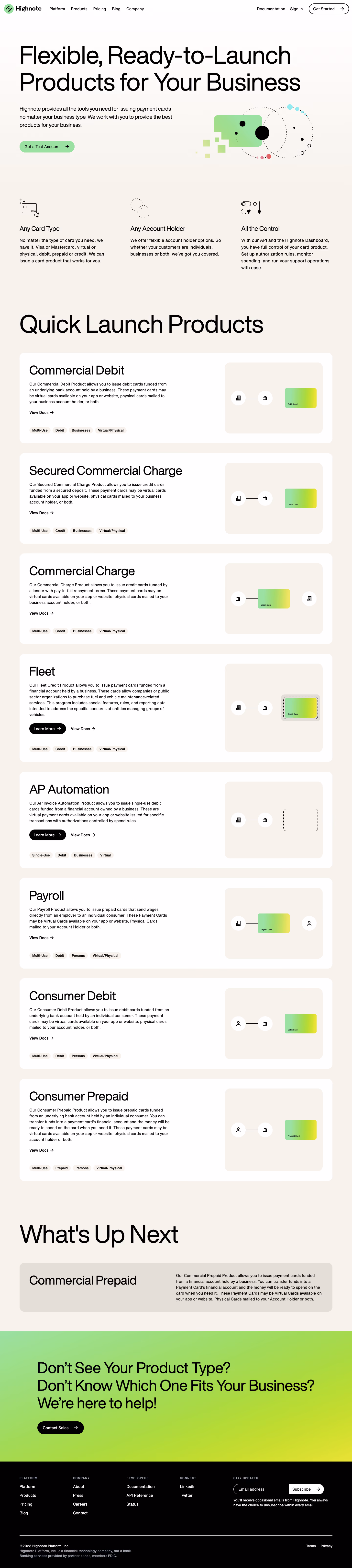 Highnote Features Page