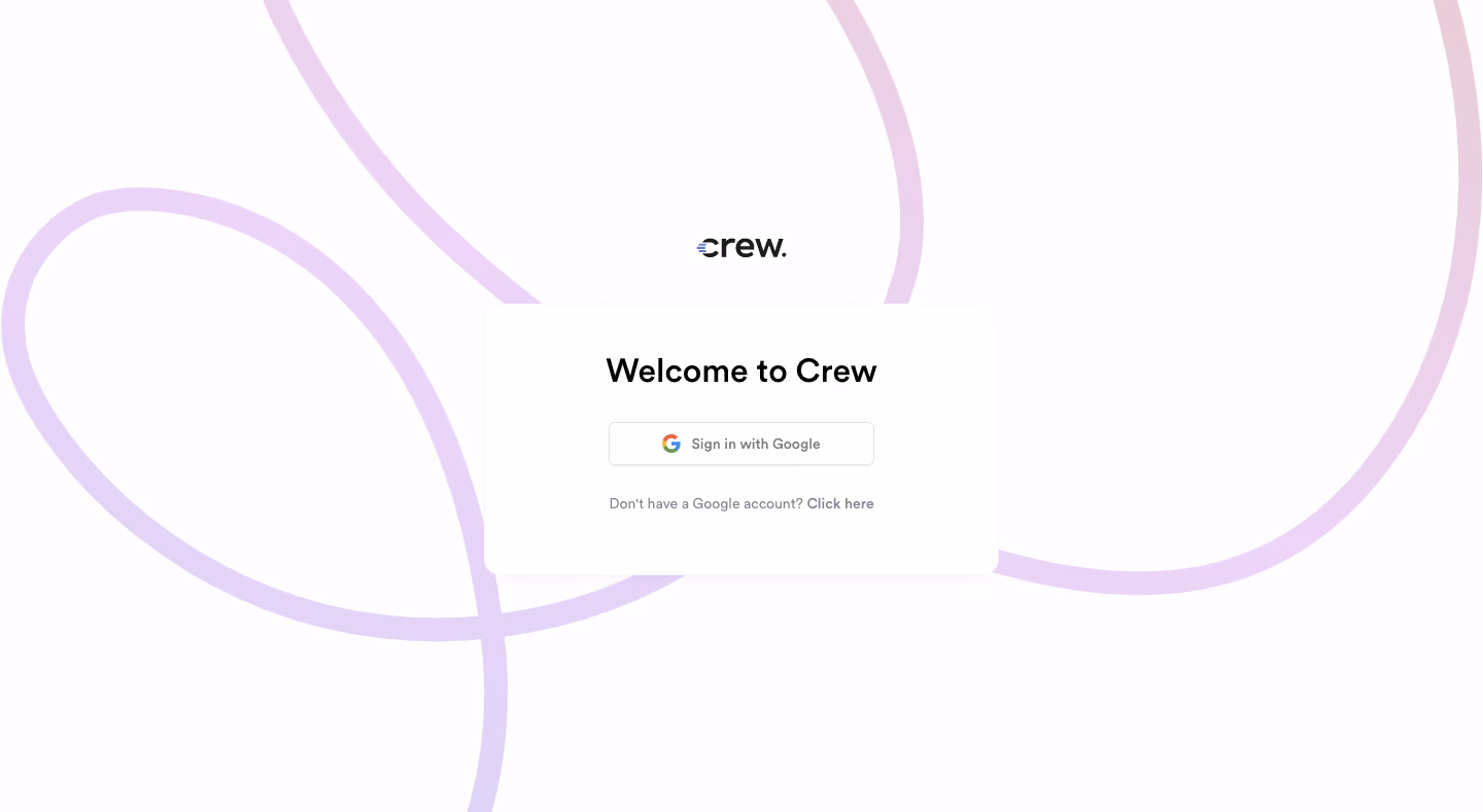 Crew Signup Page
