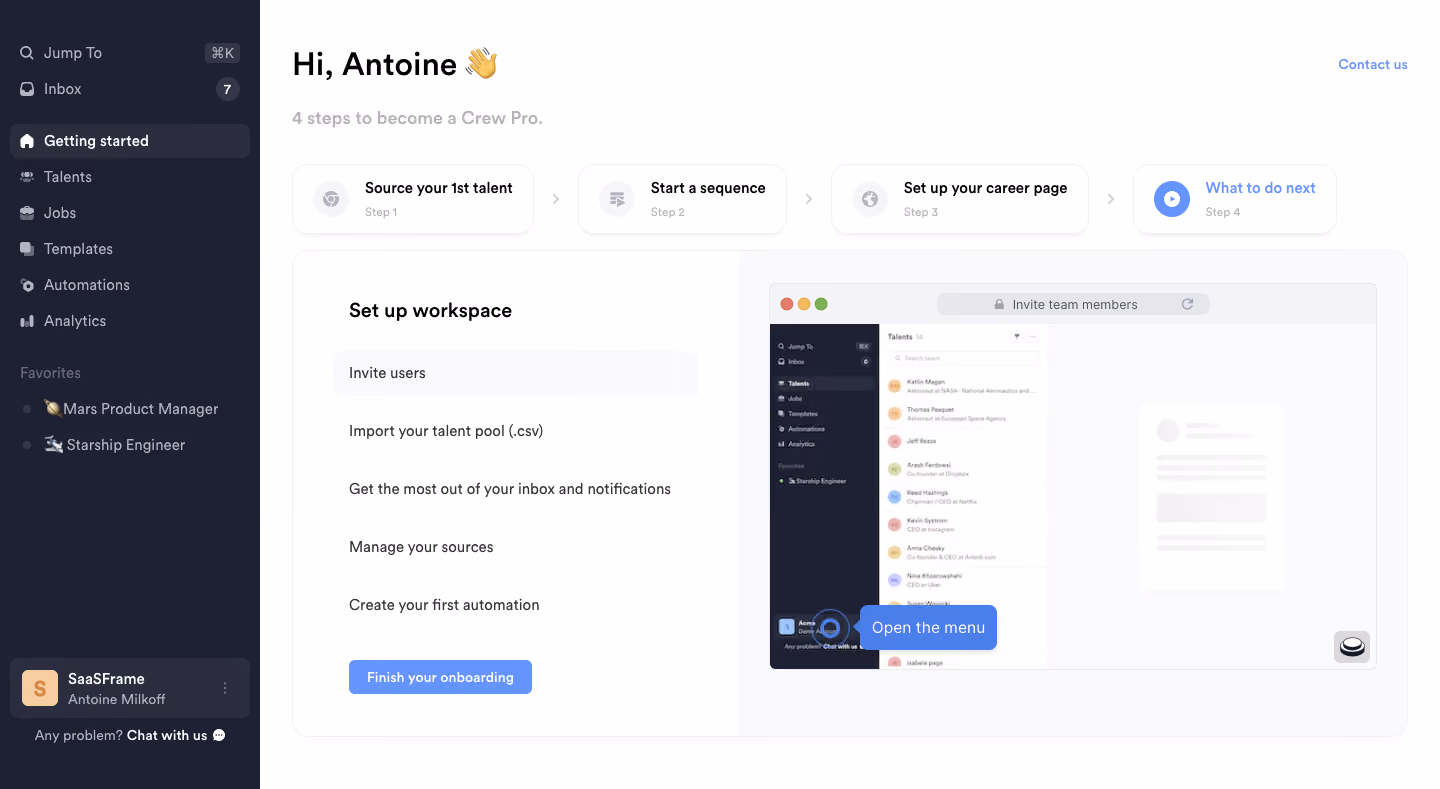 Crew User Onboarding
