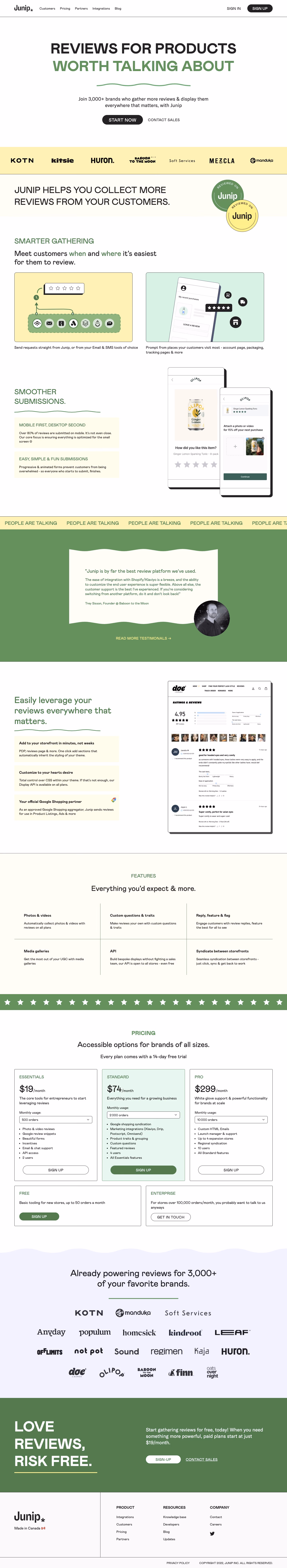 Junip Landing Page