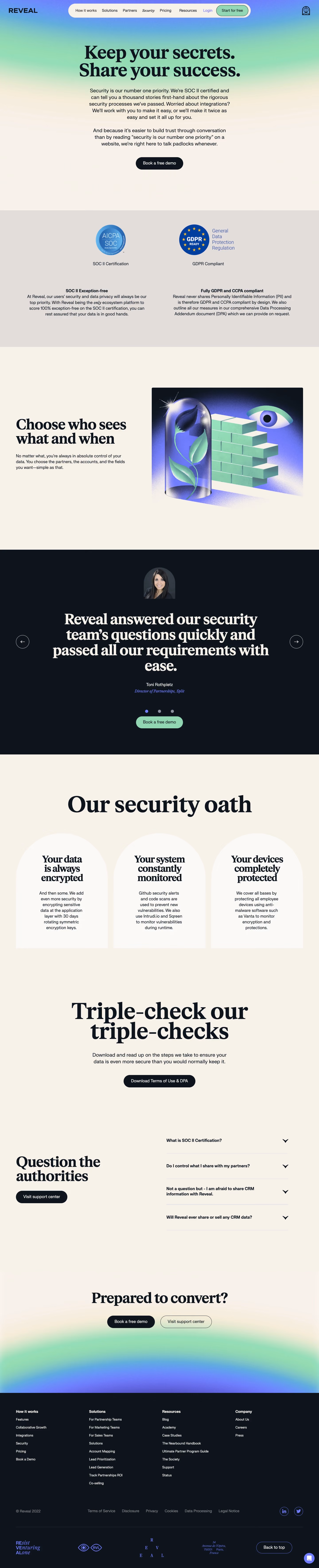 Reveal Security Page