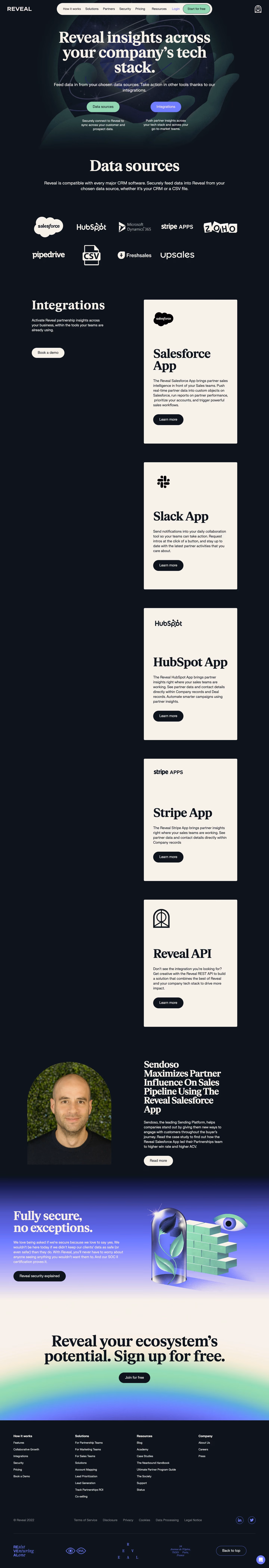 Reveal Integrations Page