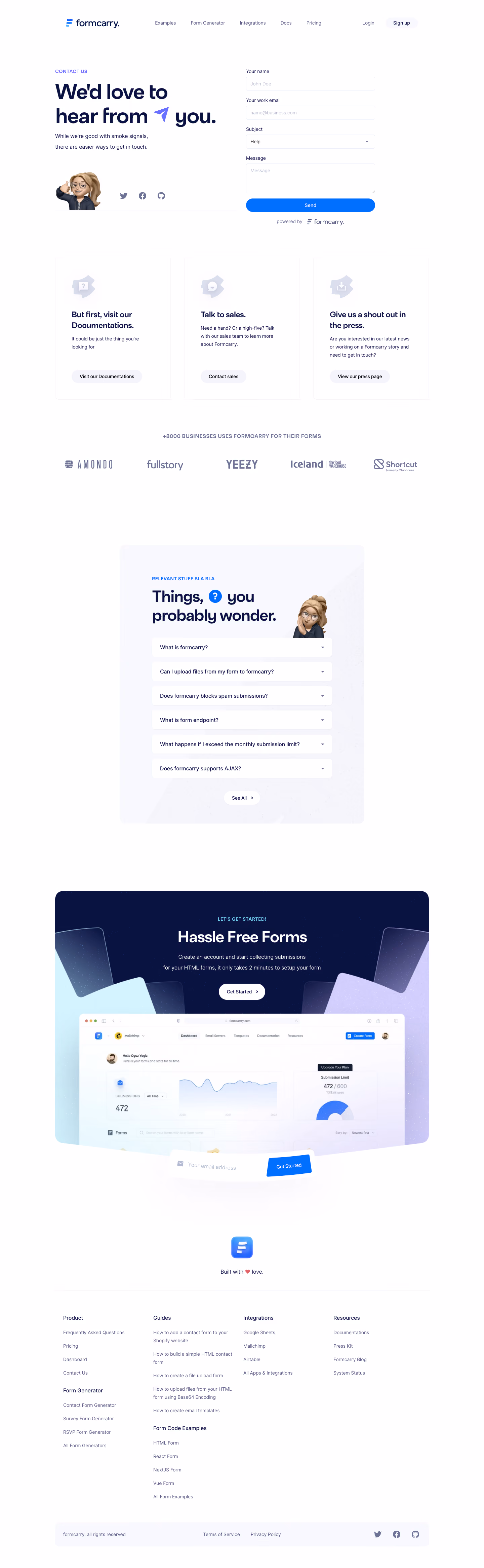 Formcarry Contact Page