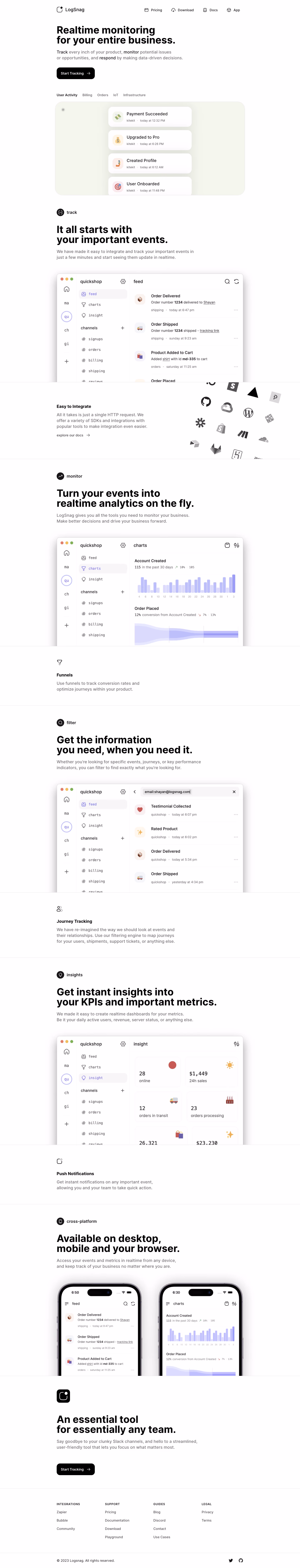 Logsnag Landing Page