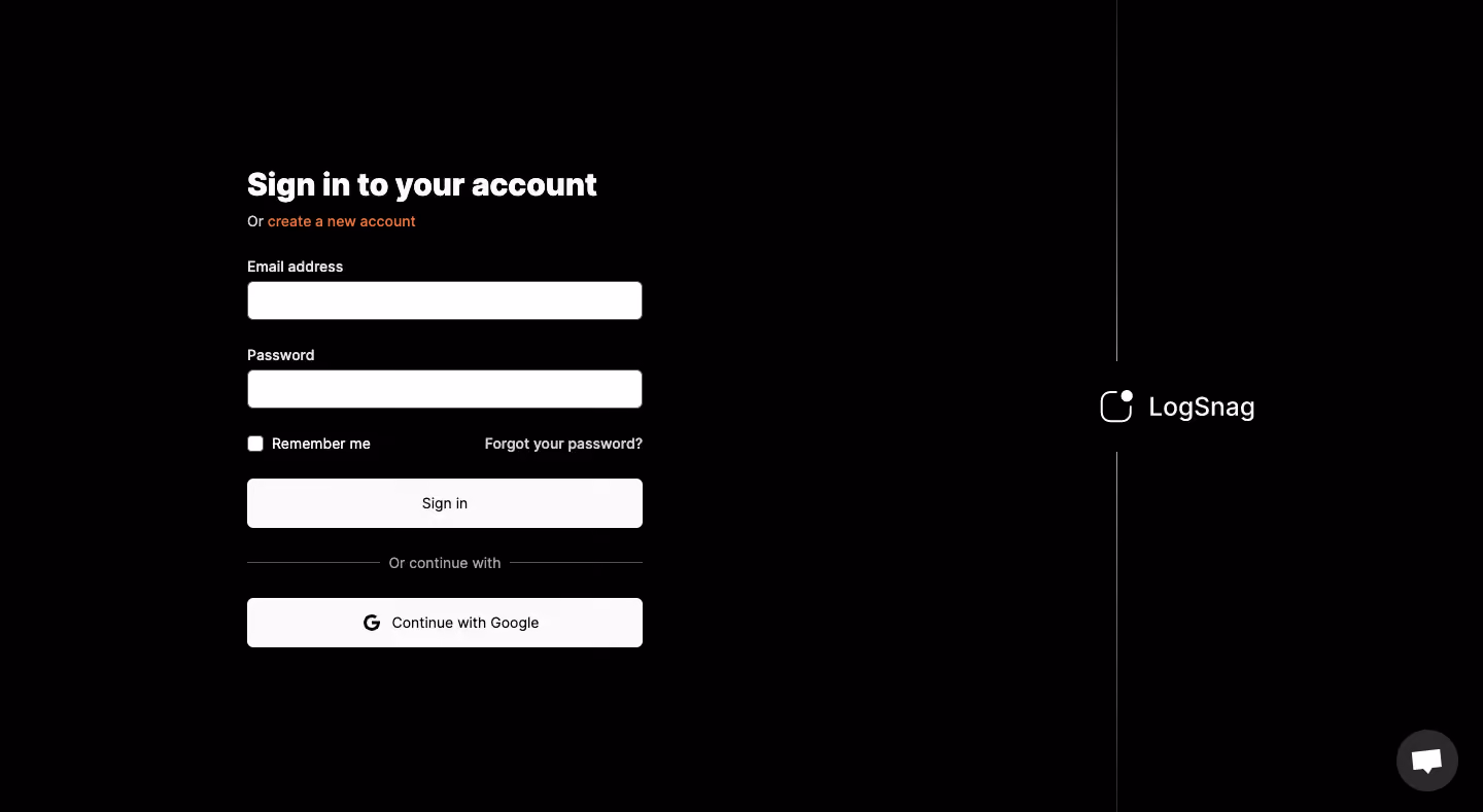 Logsnag Sign Up Page