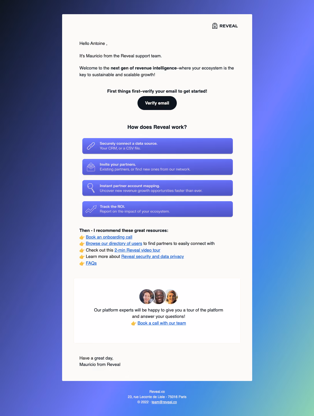 Reveal Verification Emails